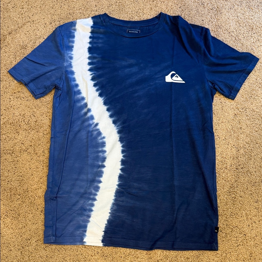 Quiksilver Men's Navy and White Wave Tee